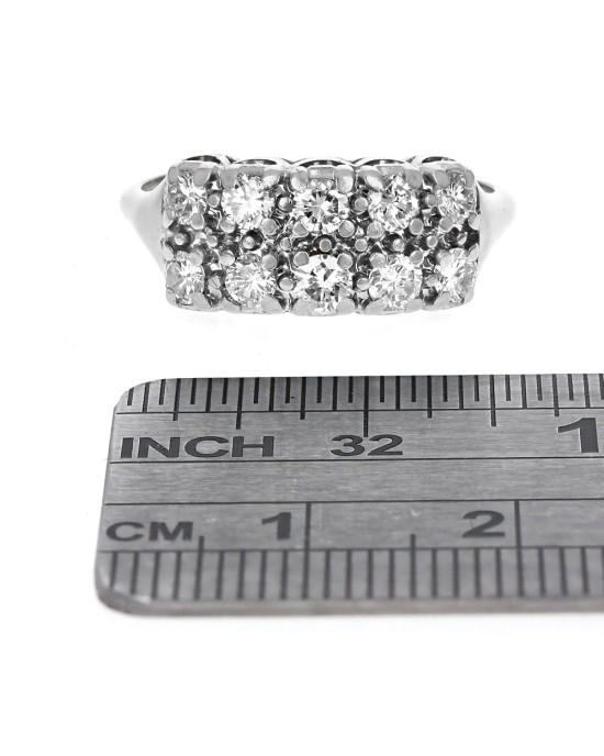 2 Row Diamond Rectagular Top Ring